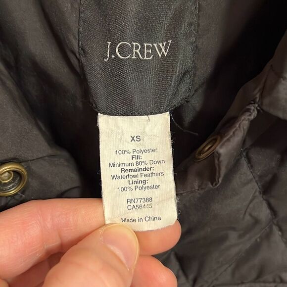 J. Crew Lightweight Quilted Down and Feather Brown Jacket XS - Picture 2 of 8